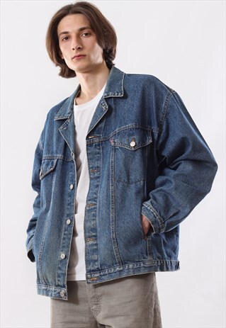 90'S VINTAGE MENS LEVIS TRUCKER WASHED JEANS DENIM JACKET