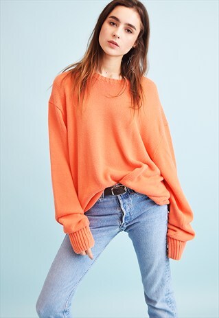 90'S RALPH LAUREN CORAL KNIT OVERSIZED DADS JUMPER TOP
