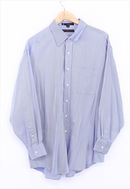 Vintage Tommy Hilfiger Shirt Blue White Striped Long Sleeve 