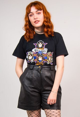 VINTAGE 90'S LEATHER BLACK HIGH WAIST SHORTS