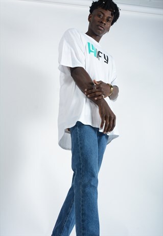 YIFY UNISEX T-SHIRT IN WHITE WITH GREEN LOGO