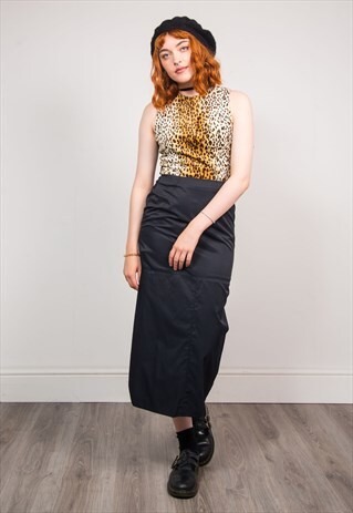 VINTAGE 90'S BLACK HIGH WAIST PENCIL STYLE MIDI SKIRT