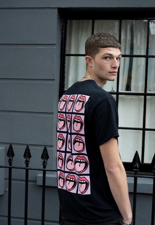 TONGUE REPEAT BLACK TEE