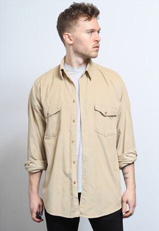 VINTAGE CORDUROY CORD SHIRT BEIGE