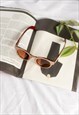 BEIGE AND BROWN SHELL CHUNKY ROUNDED SUNGLASSES