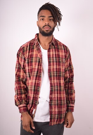 MENS VINTAGE CORDUROY SHIRT MEDIUM MULTI CHECK 90S