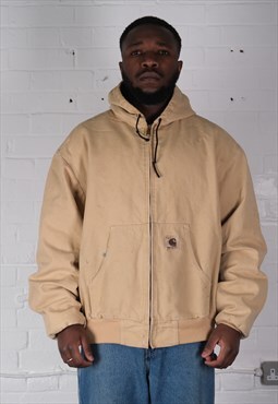 Carhartt Active Hooded Bomber Jacket in cream.