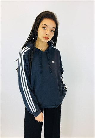 VINTAGE ADIDAS CLASSIC 3 STRIPE EMBROIDERED HOODIE