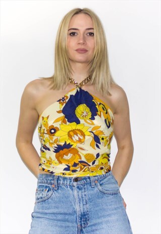 VINTAGE 60'S GOLD CHAIN HALTER TOP