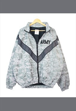 Vintage 90s Grey Reflective Army Track Jacket