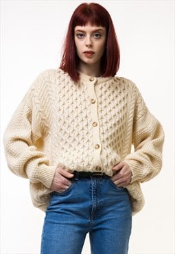 Vintage Cable Knit Beige Sweater Vintage Aran Sweater 5127