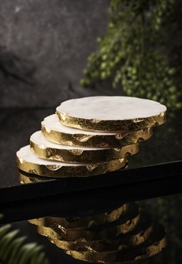 Gold Leaf Marble Drinks Coasters - Set of 4