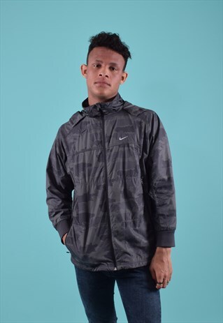 Y2K NIKE AIR MAX GREY TONAL CAMOUFLAGE WATERPROOF JACKET