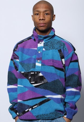 VINTAGE SERGIO TACCHINI PATTERN LOGO FLEECE BLUE