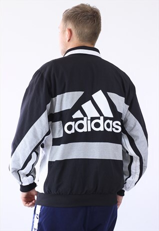 VINTAGE MENS ADIDAS BIG LOGO STRIPED TRACK SUIT JACKET