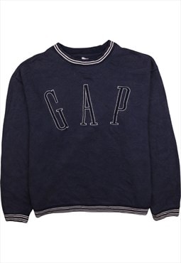 Vintage 90's Gap Sweatshirt Spellout Crew Neck Navy Blue