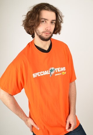 VINTAGE MIAMI DOLPHINS PRINT T-SHIRT ORANGE