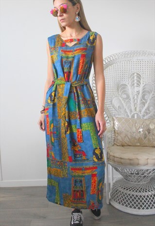 VINTAGE DRESS PRINTED FRONT AND BACK PHARAOH SIZE S/M