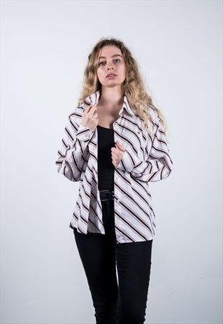 TOMMY HILFIGER VINTAGE 1990S RED AND BLACK STRIPED SHIRT