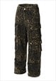 CARGO POCKET LEOPARD JEANS ANIMAL PRINT DENIM SPOT PANTS