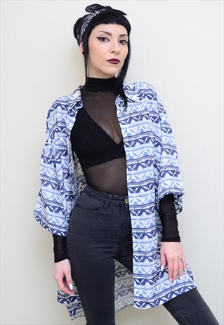 VINTAGE 90'S SILK PATTERNED OVERSIZED SHIRT