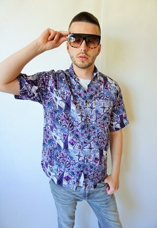 VINTAGE HAWAII HAWAIIAN SHIRT SHIRTS BOHO HIPPIE OXFORD TOP