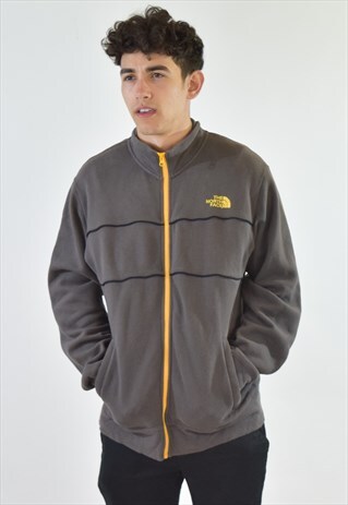 VINTAGE 90S GREY YELLOW THE NORTH FACE ZIP UP TRACK TOP