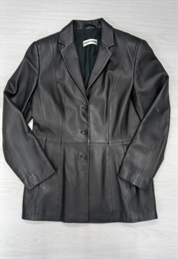 Vintage 90s Leather Jacket Black 