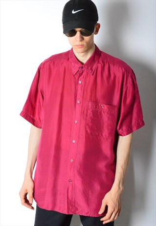 VINTAGE 90S CHERRY RED SILK SHIRT