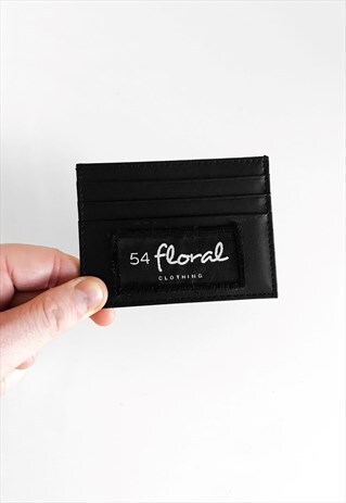 54 FLORAL CARD HOLDER LEATHER WALLET - BLACK