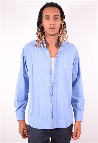 AVIREX MENS VINTAGE SHIRT MEDIUM BLUE 90S