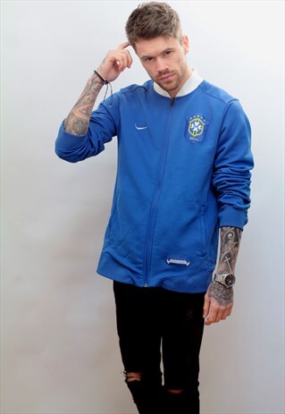 VINTAGE NIKE BRAZIL TRACK JACKET IN BLUE