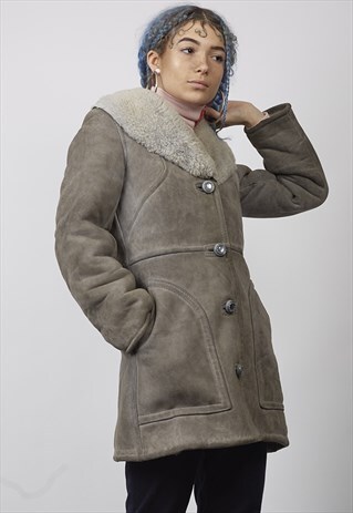 VINTAGE 70'S GREY SHEEPSKIN COAT