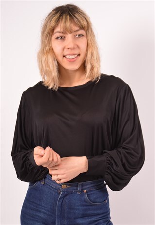 VINTAGE VALENTINO TOP BLOUSE BLACK
