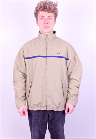 VINTAGE FRED PERRY STRIPED JACKET IN BEIGE
