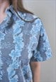 VINTAGE HAWAIIAN GREY SHIRT, RETRO FLORAL SUMMER BLOUSE 