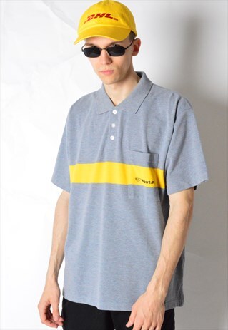 VINTAGE 90S GREY DELIVERY POLO SHIRT