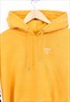 VINTAGE GUESS HOODIE YELLOW CROP WITH SLEEVE LOGO TAPING 
