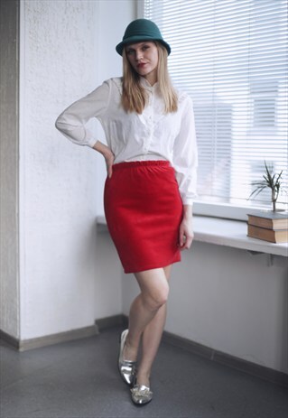 VINTAGE 70'S RED VELVET MINI SKIRT