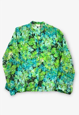 Vintage Floral Mesh Blouse Green Small