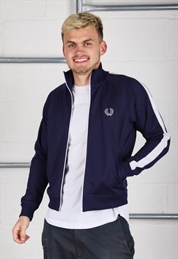 Vintage Fred Perry Track Jacket in Navy Sports Jumper XS