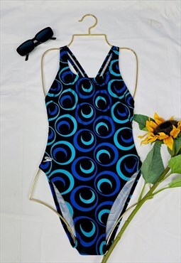 Vintage 90's High Leg Speedo Abstract Patterned Swimsuit