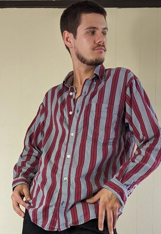 VINTAGE BURGUNDY STRIPED SHIRT