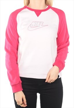 Nike - White Embroidered Spellout Sweatshirt - Large