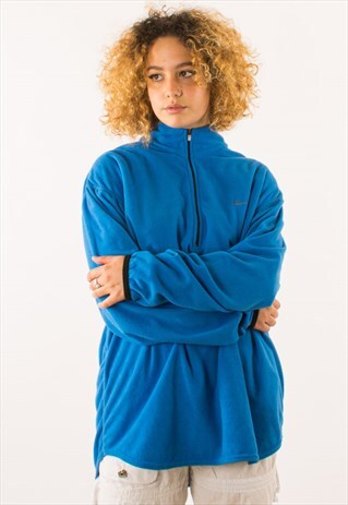 VINTAGE BLUE NIKE QUARTER ZIP FLEECE