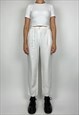 Valentino Vintage Trousers Linen White Loose High Waisted