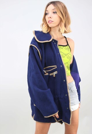 VINTAGE OVERSIZED BLUE FLEECE JACKET