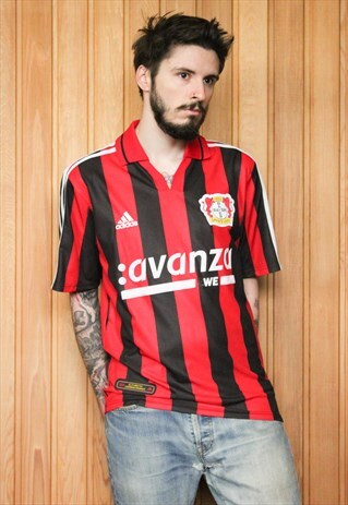 VINTAGE 1990S RED AND BLACK ADIDAS FOOTBALL SHIRT