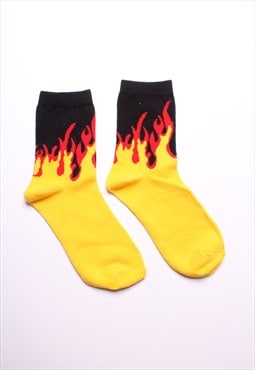 Yellow Flame Socks. Unisex. Gift