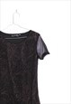 90S GRUNGE Y2K GOTH BLACK FISHNET MESH GOLD GLITTER TOP